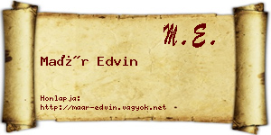 Maár Edvin névjegykártya